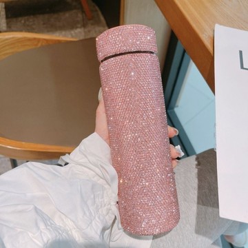 保溫杯智能測溫LED觸摸數顯示溫度水杯情侶鑲鑽禮品訂製一個500ml