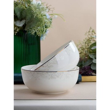 湯碗大號家用陶瓷高級感瓷器吃面6寸碗高顏值組合透明一級骨瓷碗