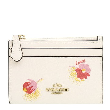 COACH 花卉鑰匙零錢包 防刮PVC皮革 名片夾 卡片夾 鑰匙包 零錢包 C6038 白色(現貨)▶指定Outlet商品5折起☆現貨【送禮首選★APP下單點數4倍送】