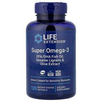 Life Extension, 超級 Omega-3 EPA/DHA 魚油、芝麻木酚素和橄欖提取物，120 粒腸溶包衣軟凝膠