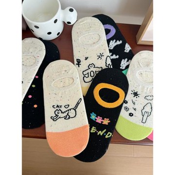 可愛襪子女夏季薄款純棉淺口隱形船襪多巴胺撞色ins潮防滑落韓國