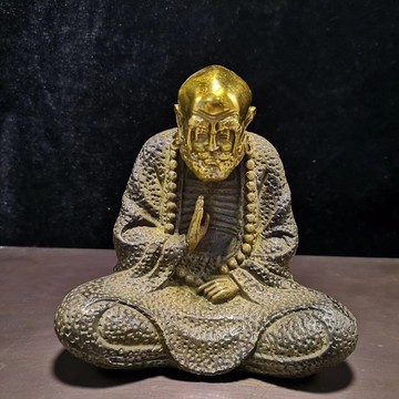 純銅鎏金達摩祖師佛像家居供奉銅達摩祖師爺鎮宅辟邪桌面擺件