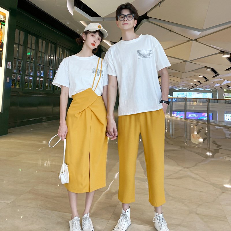 カップル ペアtシャツ 半袖 ペアルック お揃い 服 夏 花柄 パンツ 韓国ファッション デート おでかけコーデ おそろ オルチャンファッション 通販 Lineポイント最大get Lineショッピング