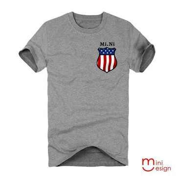 Minidesign-Mi.Ni美國旗盾牌潮流設計短T 五色
