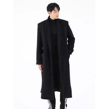 墊肩毛呢大衣男款冬季加厚加絨男士風衣外套長款克蘇魯高級感