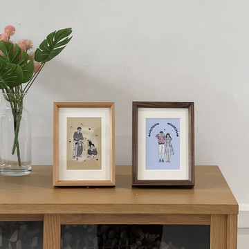 【此木の悠】客製化禮物 實木相框｜彩色似顏繪相框｜手工榫卯結構相框｜禮物首選