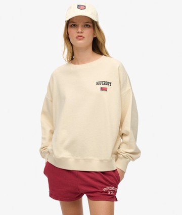 Superdry Women's Athletic Essentials Relaxed Crew Sweatshirt White Size: 6