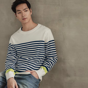 OB嚴選 純棉橫條紋撞色圓領針織毛衣 《KL0701》男裝/現貨/大尺碼
