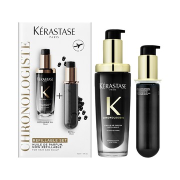 【KERASTASE 卡詩】黑鑽極萃逆時玫瑰香氛露75ml+黑鑽極萃逆時玫瑰香氛露75ml填裝瓶 #升級版