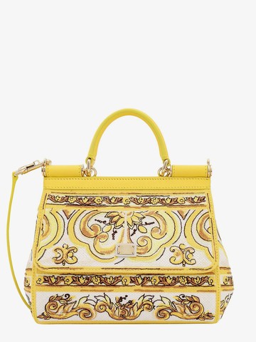 Leather and fabric handbag with majolica motif - DOLCE & GABBANA - gender_Woman