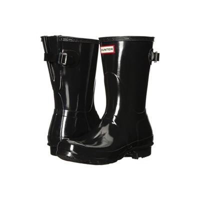 ハンター Original Back Adjustable Short Gloss Rain Boots レディース ブーツ Black