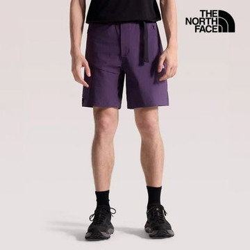 【The North Face 官方旗艦】北面男款紫色FLASHDRY速乾附腰帶短褲｜87W4G5O