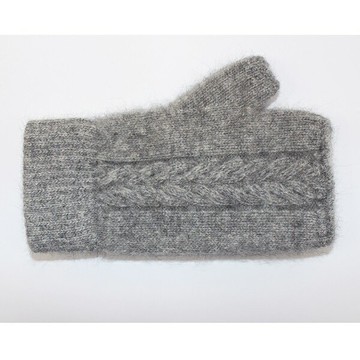 銀灰色麻花紐西蘭貂毛羊毛袖套露指手套