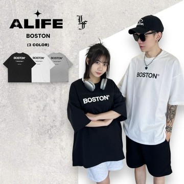 【ANNOYING LIFE】🇰🇷 BOSTON 城市 發泡 簡約 短T 3色 情侶 寬鬆 百搭 短袖 上衣 #033J