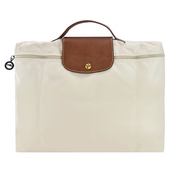 [平輸版]LONGCHAMP LE PLIAGE系列再生尼龍手提摺疊公事包(小/奶杏)真品平輸