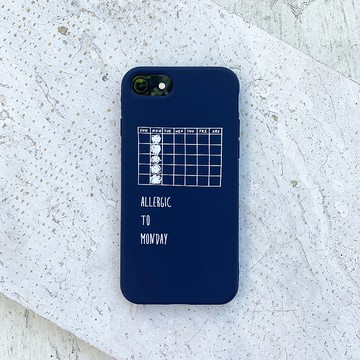 對星期一過敏 - iPhone 手機殼 / 藍黑色全包霧面軟殼