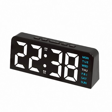 上手家居 LED電子鐘 黑色極光藍 清晰大字體顯示 簡約時尚風格