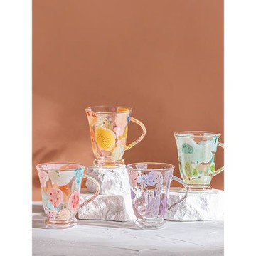 西比爾炫彩玻璃杯咖啡杯耐高溫家用水杯女創意早餐杯牛奶杯高顏值