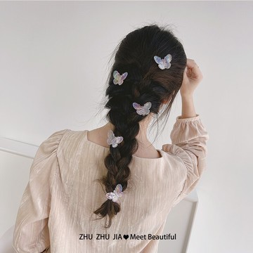 可愛蝴蝶發夾側邊發卡女劉海卡子鴨嘴夾網紅2022年新款夾子頭飾女