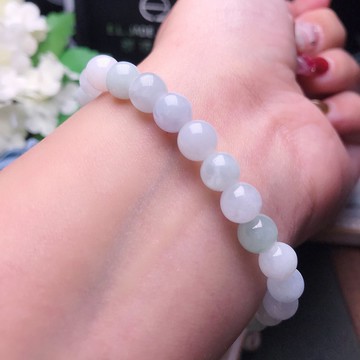 【好運連連】冰糯飄花翡翠手珠 | 天然緬甸玉翡翠A貨 | 送禮