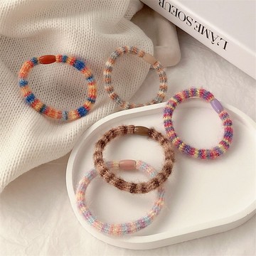 🌟台灣現貨🌟 韓版少女時尚撞色彩虹漸變髪圈 高彈力頭繩 不傷髮耐用髪束 打底基礎款皮筋 馬尾紮頭髪繩