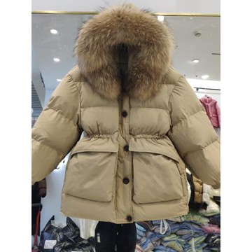 韓版羽絨服女中長款連帽2025新款冬收腰保暖小個子加厚外套真毛領
