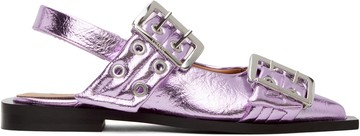 GANNI 紫色 Feminine Buckle 平底鞋