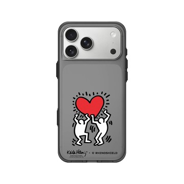 iPhone 17 Pro Max Clear (相機按鈕) 酷墨灰 - Keith Haring - 愛心