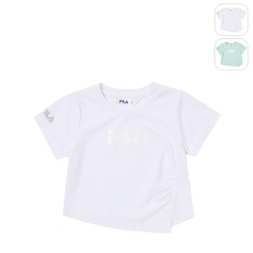 【FILA】 KIDS 女童款 吸濕排汗 短袖圓領T恤-白色 5TEZ-8007-WT