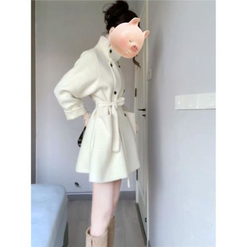 留洋千金大衣韓系高級感超好看中長款收腰毛呢外套女初春新款穿搭