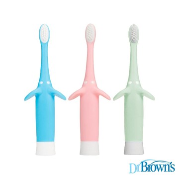 美國【Dr.Brown's布朗博士】嬰幼兒超細柔軟站立學習牙刷 0-3歲-大象｜官方旗艦店
