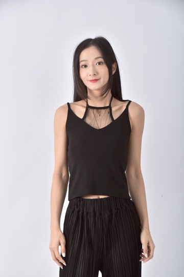 (XS（含）以下) 綁帶黑色上衣