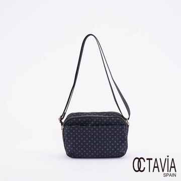 OCTAVIA 8  -  旅伴 彌生圓點方塊雙層防水尼龍肩斜二用包- 小方黑