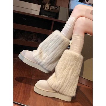 冰島雪地靴女內增高冬季厚底防滑中筒毛毛靴保暖加絨鞋子東北棉鞋