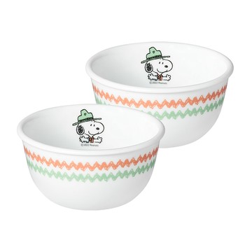 Corelle Brands 史努比 露營趣 325ml中式飯碗兩件組-B03