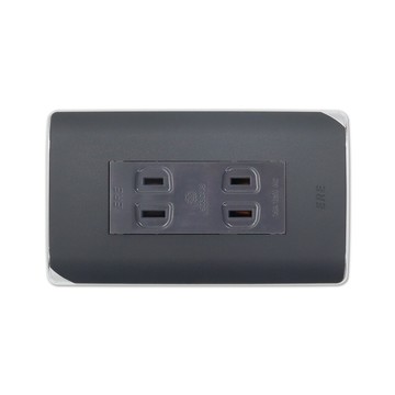 朝日電工 ds-1502h 縷光灰色系雙聯插座組