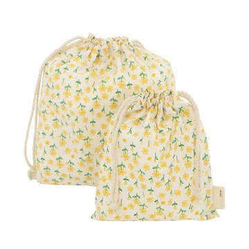 Semams My Me You 束口袋 大+小 兩件組  黃色  26 x 22.5 x 8cm/16 x 19.5cm