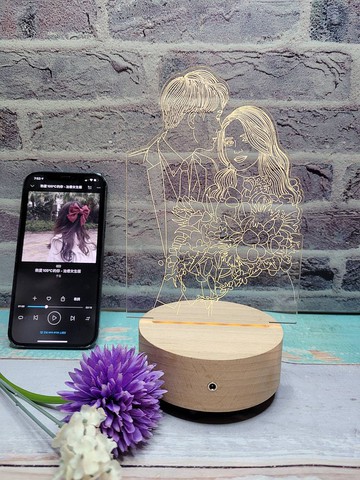 【寫實線條】夜燈下單區 原木Led夜燈藍芽喇叭   客製化夜燈