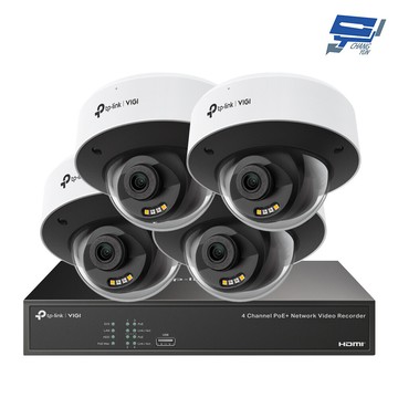 tp-link昌運監視器組合 vigi nvr1004h-4p 4路主機+4mp全彩網路攝影機*4
