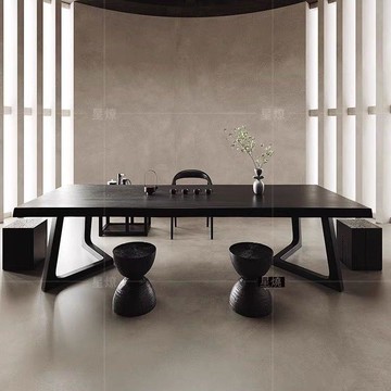 【臺灣公司 可打統編】免運 會議桌 實木長桌 實木茶桌碳化黑大板桌原木會議桌辦公桌子接待洽談茶臺長桌定制 可開發票 全館八折 工廠現貨直銷 新品特價 y10013