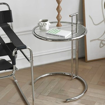【含稅/免運】 艾琳升降小圓桌簡約中古風茶幾現代玻璃邊幾ins小茶幾透明置物架