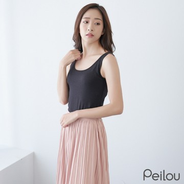 PEILOU 貝柔Tencel機能吸濕發熱保暖無袖背心_黑
