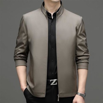 【米蘭精品】休閒夾克秋冬外套-立領薄款純色百搭男外套4色74gr77