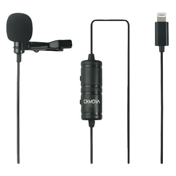CKMOVA 全向性領夾式麥克風 LCM1L 適用於iOS平板電腦和智慧型手機 內置降噪電路 雙芯全隔離線材 線長6公尺  黑色