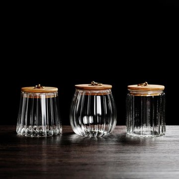 舊望格玻璃茶葉罐竹蓋密封罐子存茶罐醒茶罐倉花茶罐干貨儲物罐