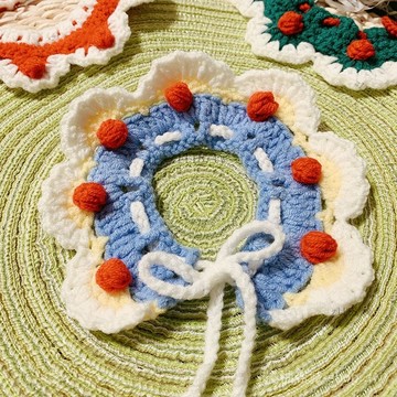 🎇可開發票✨貓咪項圈脖圈項鏈手工編織毛綫針織圍嘴可愛狗狗裝飾佈偶美短新年#免運