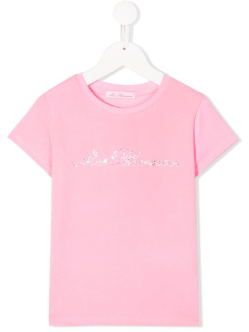 Miss Blumarine - embellished logo T-shirt - kids - Cotton/Spandex/Elastane - 5 yrs - Pink