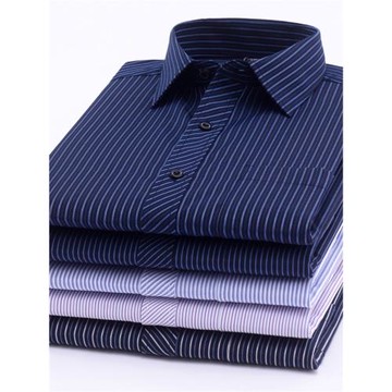 男士免燙條紋中老年長袖襯衫爸爸裝加肥特大碼襯衣 45 46 47 48碼