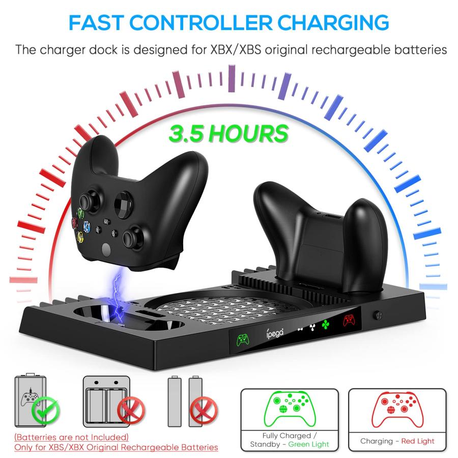 Upgraded Cooling Stand for Xbox Series X with Charging Station