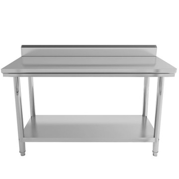 優樂悅~雙層三層工作臺廚房操作打荷臺案板和面揉面桌不銹鋼帶靠背帶護邊